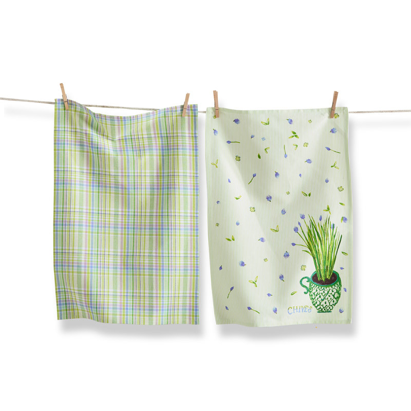 Chive Dishtowel Set 2 100% Cotton Multi 26 x 18 in