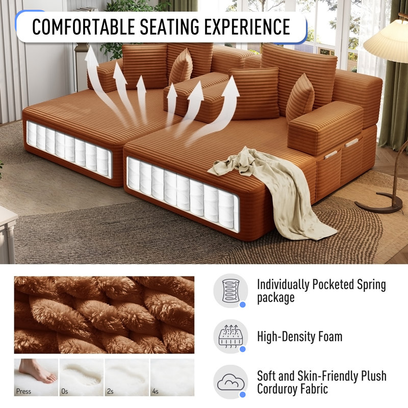 Ensemble de chaise longue surdimensionnée 2 pièces, Tissu orange