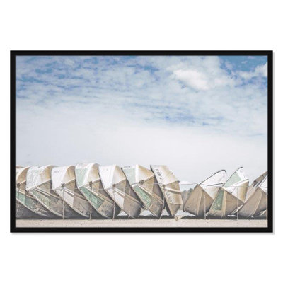 Wooden Boats Framed On Paper by Leah Straatsma Print