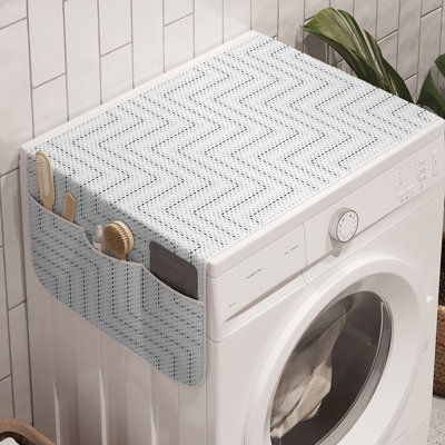 East Urban Home Geometric Washing Machine Organizer Pack of 2 47" x 18.5" Charcoal Grey White