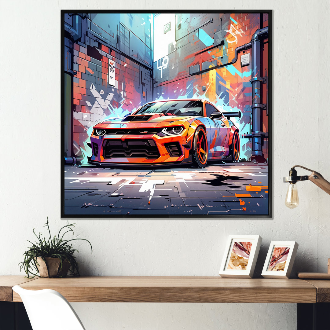 Graffiti Muscle Car III - Car Muscle Car Framed Wall Art Latitude Run® 