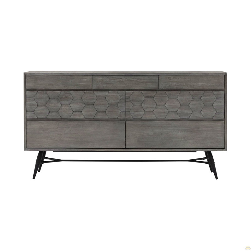 Commode 6 tiroirs en bois d'acacia gris
