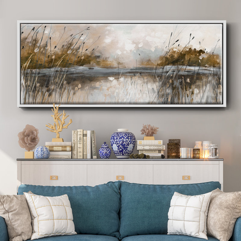 Vue sur le lac Honeybloom, Blanc, H 24 po x l 60 po x P 1,5 po