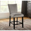 Table à manger transitionnelle 7 pièces avec table rectangulaire en marbre et 6 chaises hautes rembourrées en flanelle aux teintes grises ou noires de style contemporain, éléments traditionnels