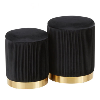 Marla Contemporary Nesting Pleated Ottoman Set
