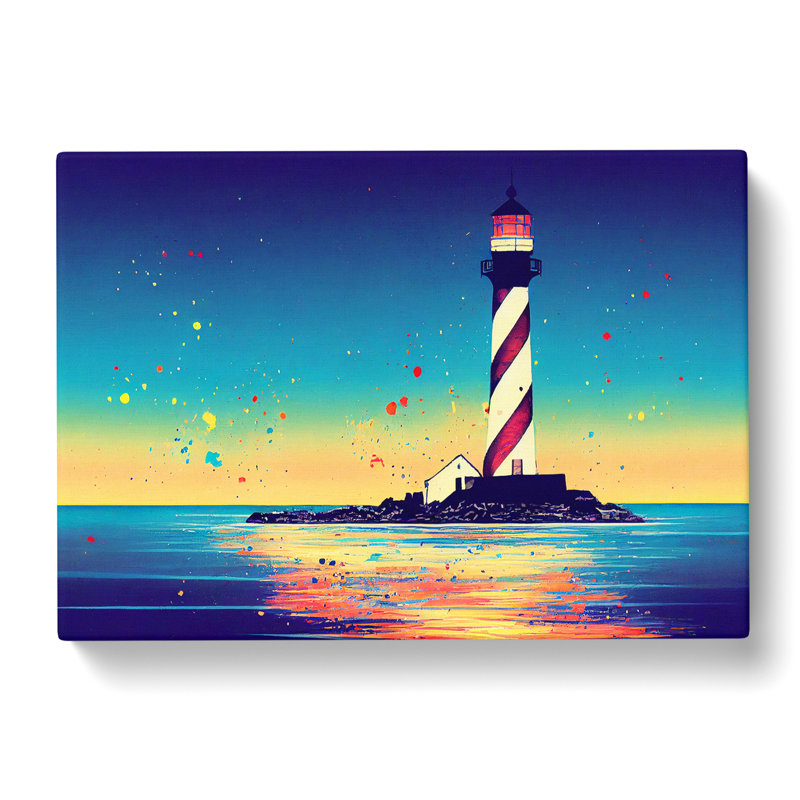 Painted Lighthouse Vol.3 - Wrapped Canvas, 35cm H x 50cm W x 3cm D