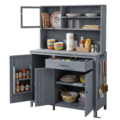 Durable Solid Fir Wood Potting Bench with Hutch, Large Countertop, Adjustable Shelves, and Versatile Storage for Gardening and Outdoor Cooking
