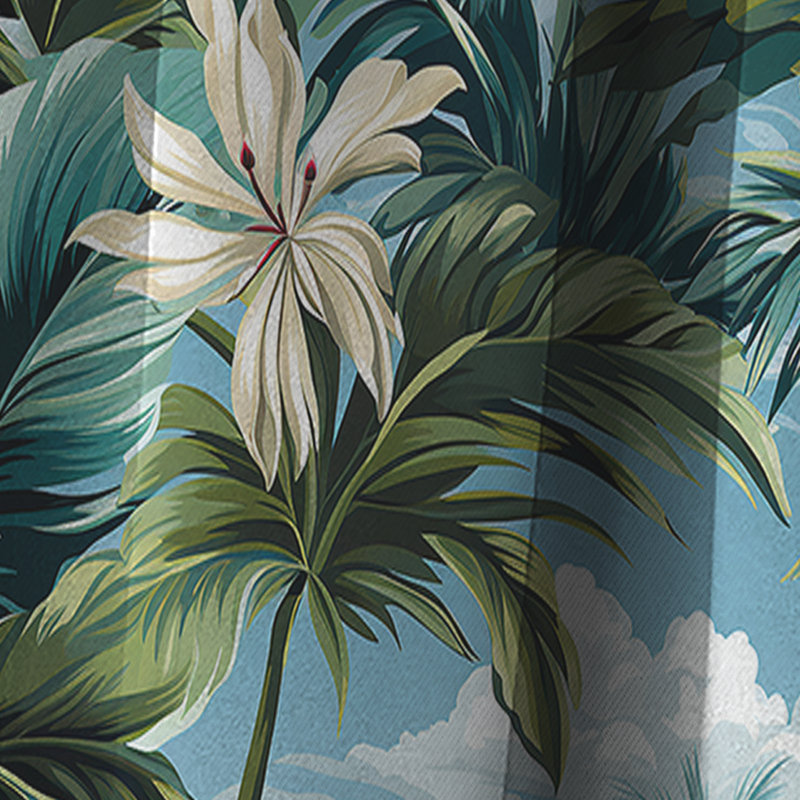 Palmier à motif tropical I - Rideau floral - Rideau occultant floral - 1 panneau, L 52 po x L 84 po