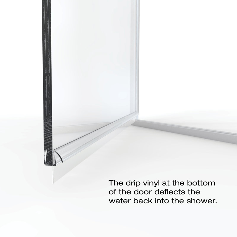 Infinity 47'' - W x 72.13'' H Pivot Door Semi-Frameless Shower Door with, Brushed Nickel, AquaGlideXP Clear
