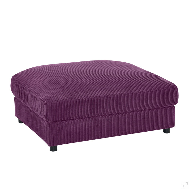 Repose-pieds rembourré en velours côtelé, Mauve