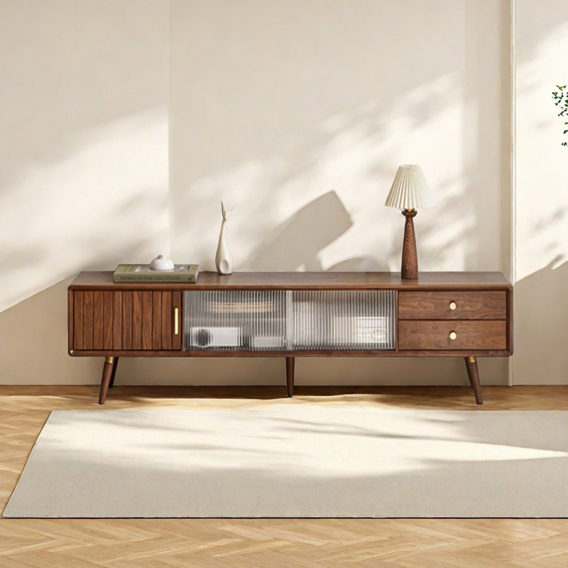 Meuble télé en bois de noyer noir, 78.74"