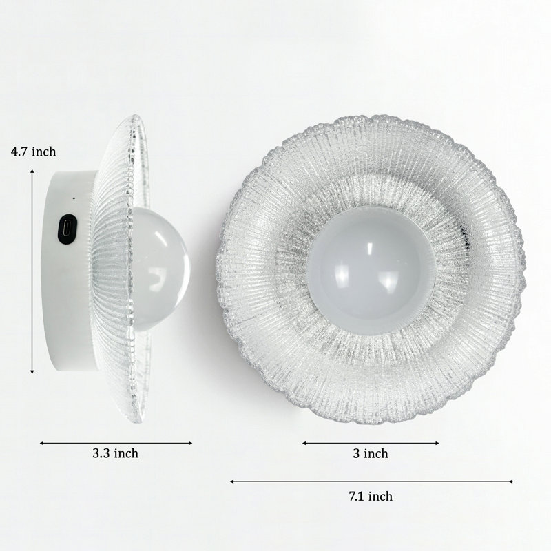 Applique murale rechargeable en verre, appliques encastrées sans fil à DEL avec télécommande