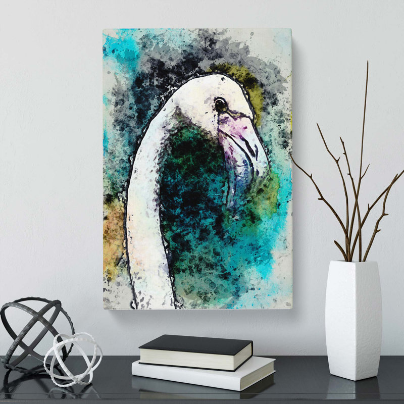 A Pink Flamingo Bird In Abstract - Wrapped Canvas Print, 60cm H x 40cm W x 3cm D