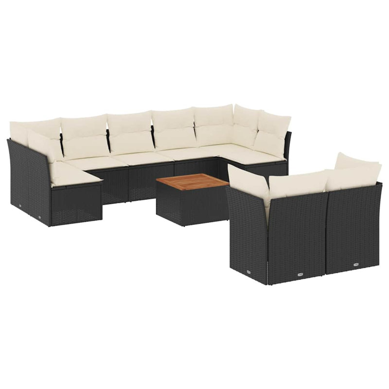 Ensemble de canapé de jardin Vidaxl noir, blanc crème