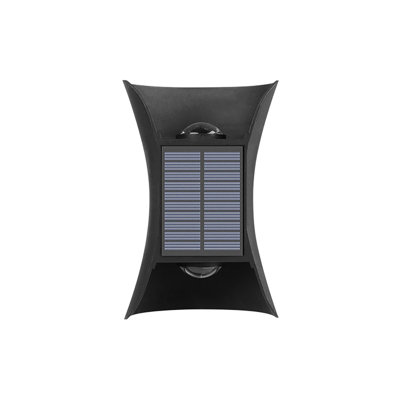 Night Light Solar Wall Light UP And Down Illuminate Outdoor Sunlight Lamp IP65 Modern Decor For Home Garden Porch, Black