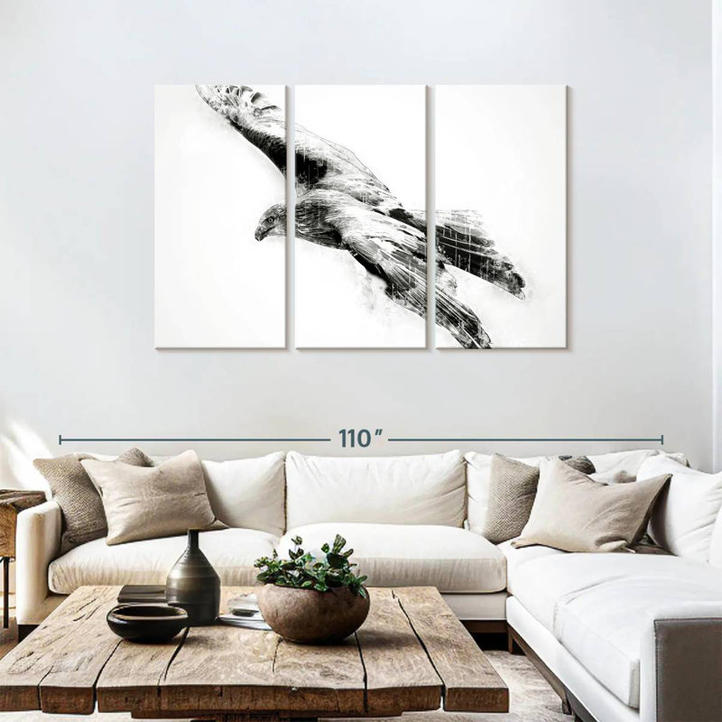 Brampt Hawk Black And White, 48" H x 74" W