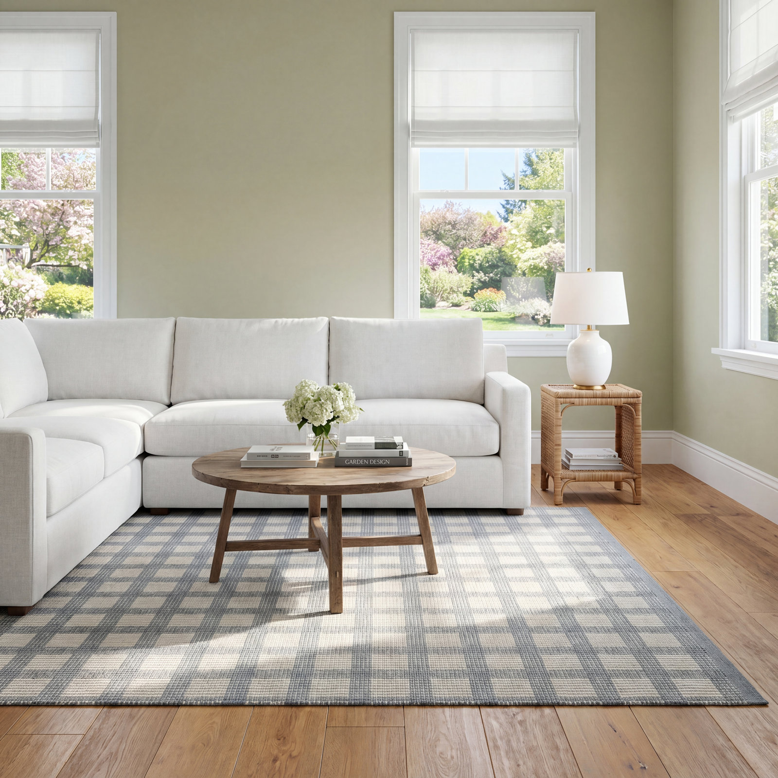 Ryder Blue / Ivory Area Rug, Rectangle 9'3" x 13'