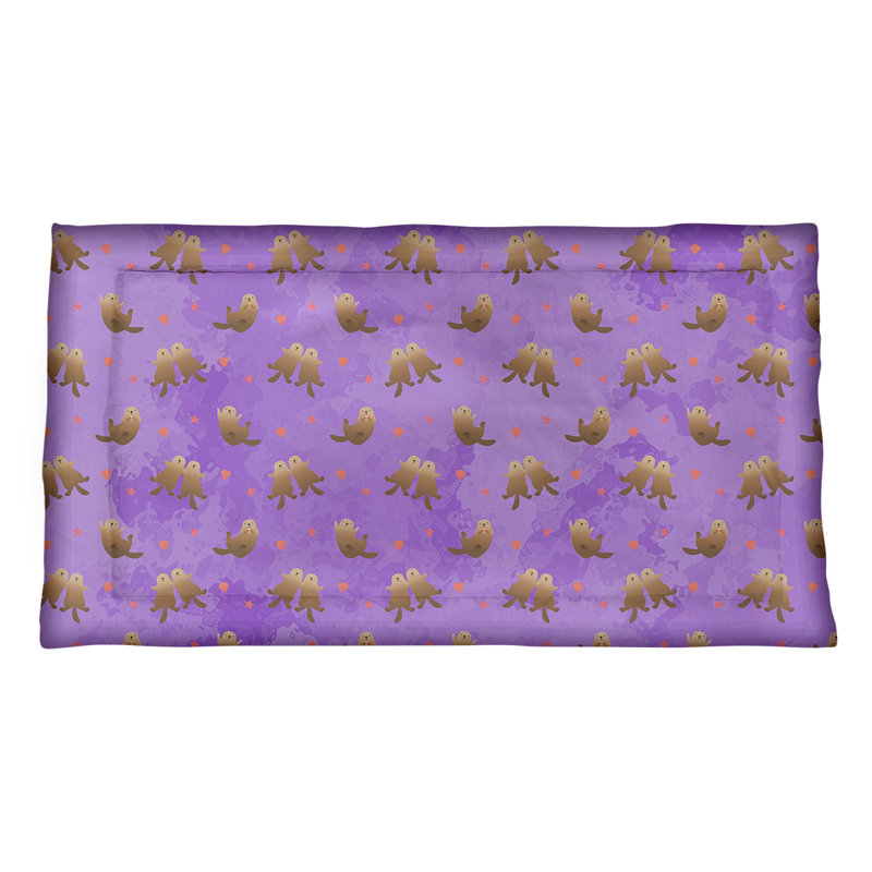 Taie décorative à motif de loutre de mer bleue Katelyn Elizabeth - Microfibre, Microfibre, Simple standard, Mauve