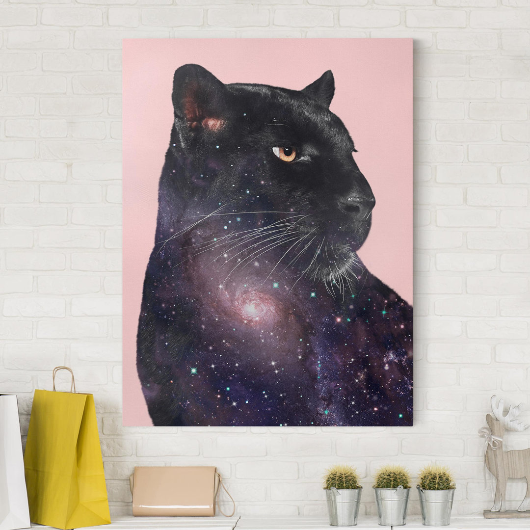 Leinwandbild Panther mit Galaxie von Jonas Loose