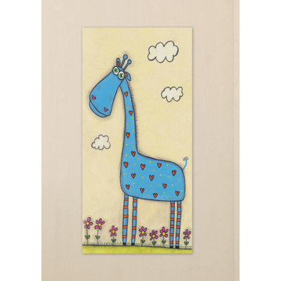 'Blue Giraffe' Print on Wrapped Canvas