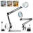 Desk Lamp with Flat Base & Clamp & 10X Magnifying Glass, Adjustable Height Table Light