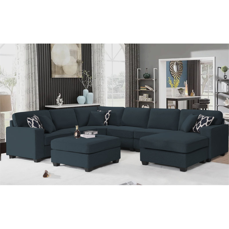 Raimy 7 - Piece Flexible combination Sectional, Charcoal Polyester Blend