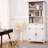 72" Farmhouse Tall Bookcase with Drawer and Barn Doors, 6-Tier Wooden Storage Cabinet with Adjustable Shelves