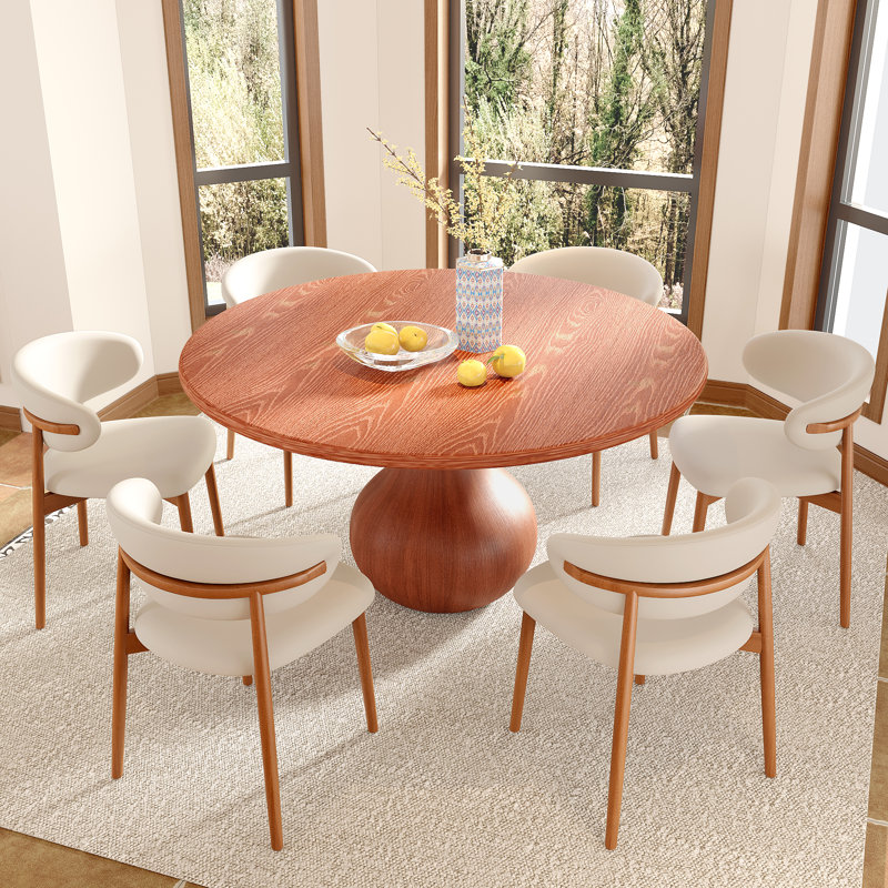 Table de salle à manger ronde en bois massif avec 4 chaises, 5 pièces: table, 4 chaises, H 29,52 po x L 59,05 po x l 59,05 po