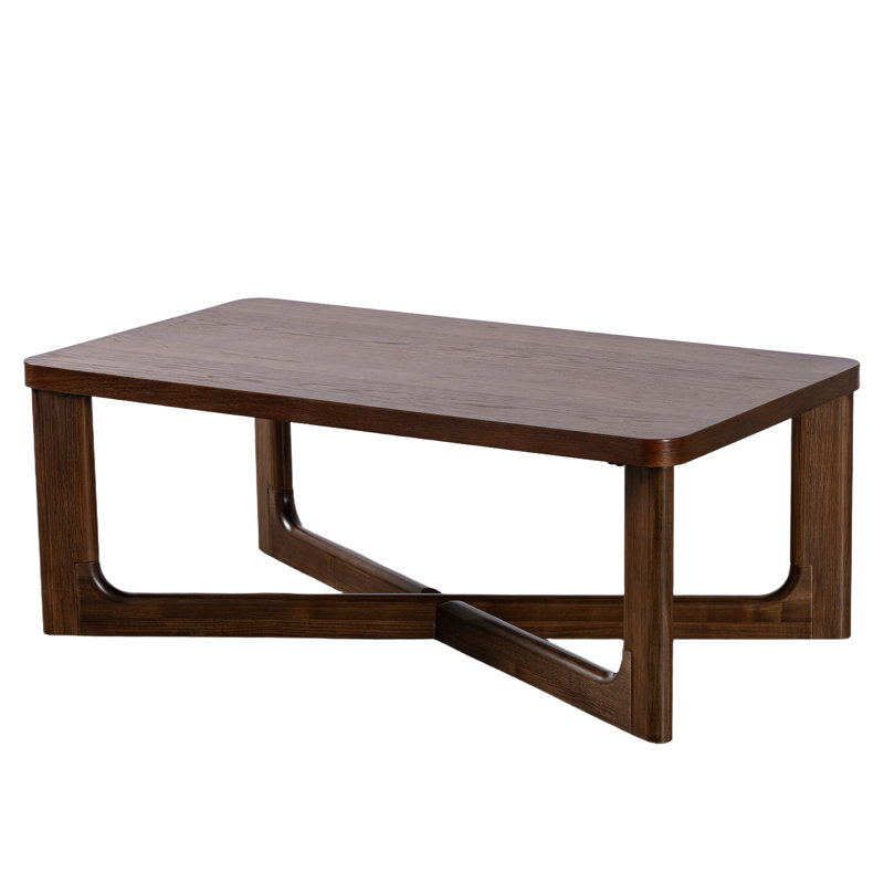 Litzie Rectangle Solid Wood Coffee Table, Walnut