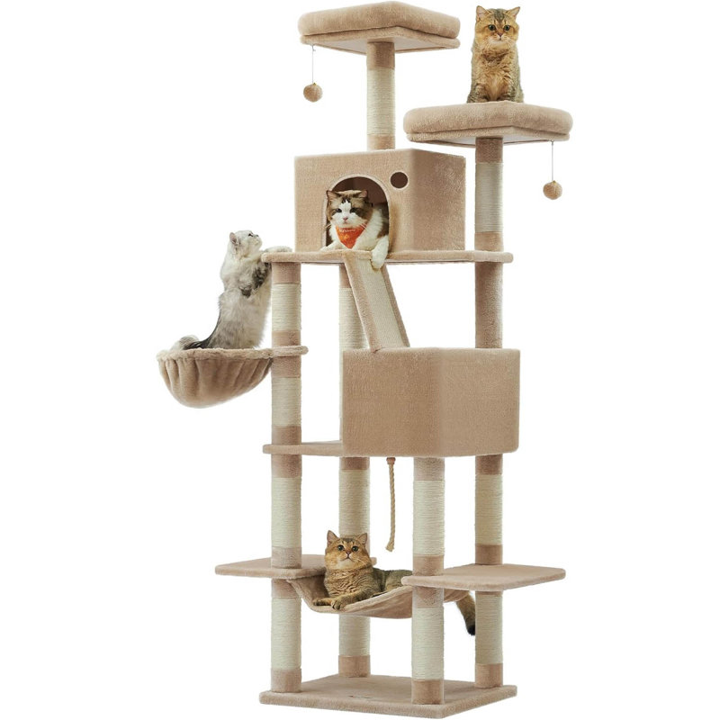 206cm H Cat Tree, Camel Brown
