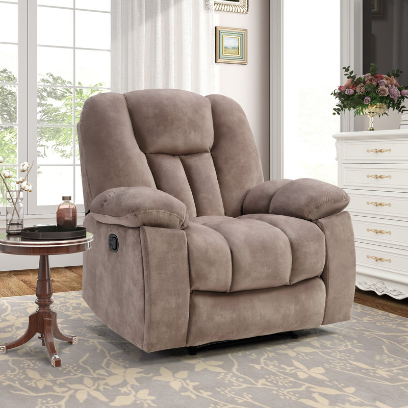 Quiteris 41.34" W Upholstered Heated Massage Manual Recliner, Dark Taupe