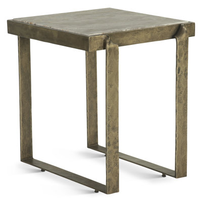 Rhodes 20" Side Table With Marble And Antique Brass