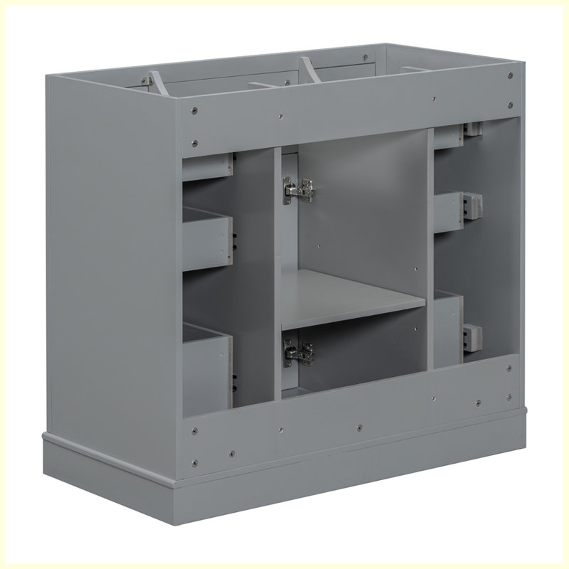 Meuble-lavabo moderne avec armoire et six tiroirs, Gris