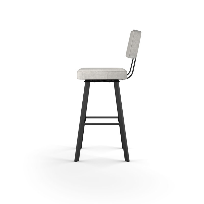 Tabouret de bar et de comptoir pivotant Cloran, Noir texturé, Polyester gris clair
