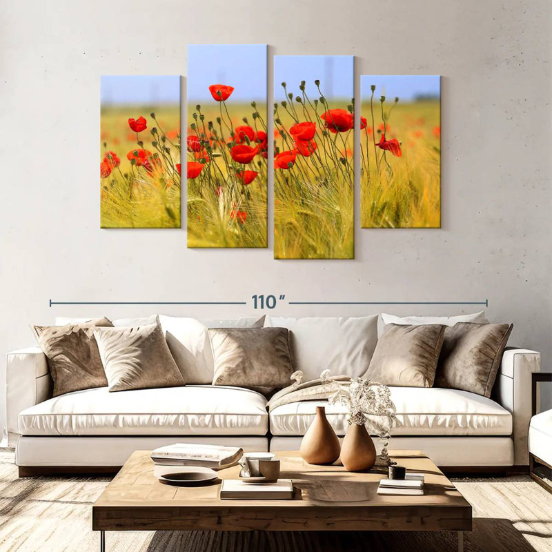 Harnek Red Poppy Meadow, 54" H x 84" W