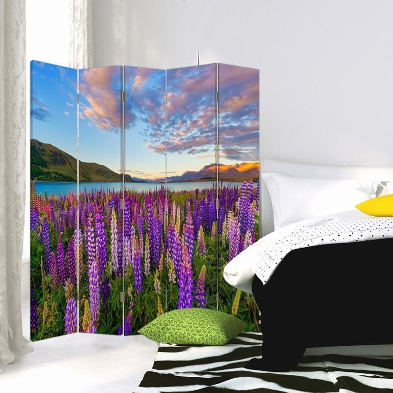 Paravent A Lavender Field Canvas mit 5 Paneelen