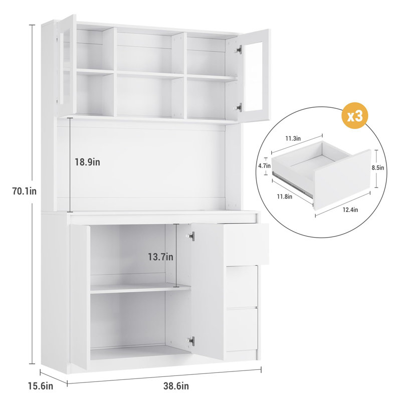 178.1cm Kitchen Pantry, White