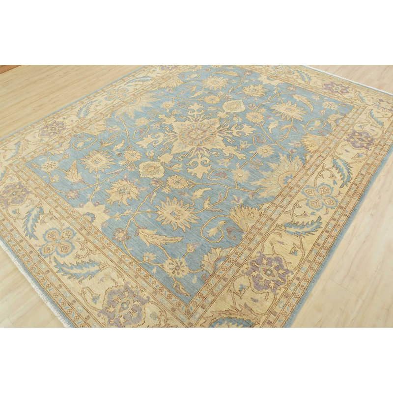 One-of-a-Kind Rectangle 8'2" X 10'1" New Age Wool Area Rug in Blue/Beige