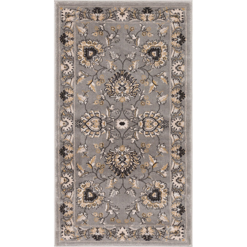 Delatorre Traditional Oriental Persian Grey Rug, Rectangle 67 x 120cm