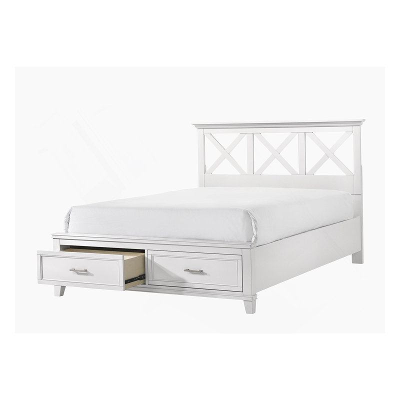 Grand lit avec rangement X, Blanc, Grand lit