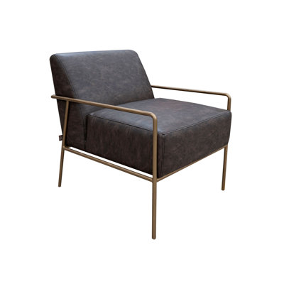 Zili Accent Chair, Faux Leather, Plush Foam, Sleek Gold Metal Finish