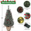 Arbre de Noël 3 pi, petit arbre de Noël, décoration d'arbre de Noël de table avec lumières blanc chaud, vert, pommes de pin, baies rouges, arbre de Noël artificiel en pot pour bureau