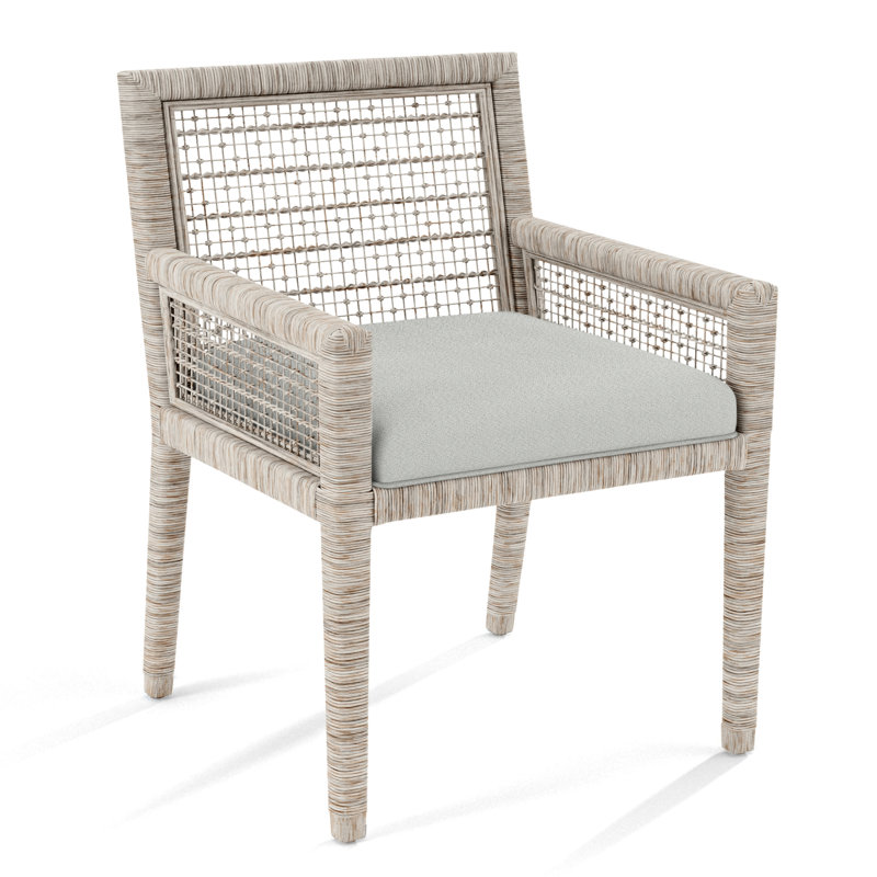 Chaise avec accoudoirs Glinda, Blanc givré antique, Bleu de base; 0317-63