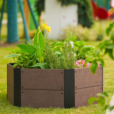  Ensemble pour lit de jardin surélevé - Boîte à fleurs à 6 panneaux aspect bois - Grand pot à fleurs pour plantes, légumes et fleurs - utilisation intérieure / extérieure sur un patio ou un balcon