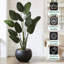 Pot de fleurs Fiberstone Sphere, pot de fleurs rond de 21,3 po de diamètre avec trou de drainage, grandes jardinières pour l'intérieur et l'extérieur, ouverture de 16,6 po à 14,8 po de hauteur, très grand, noir-1171051896-1171051897