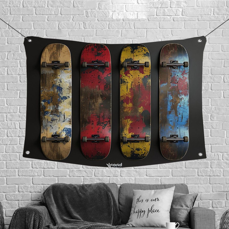 Tapisserie murale pour planche à roulettes - Décoration murale équipement de sport, H 88 po x l 104 po