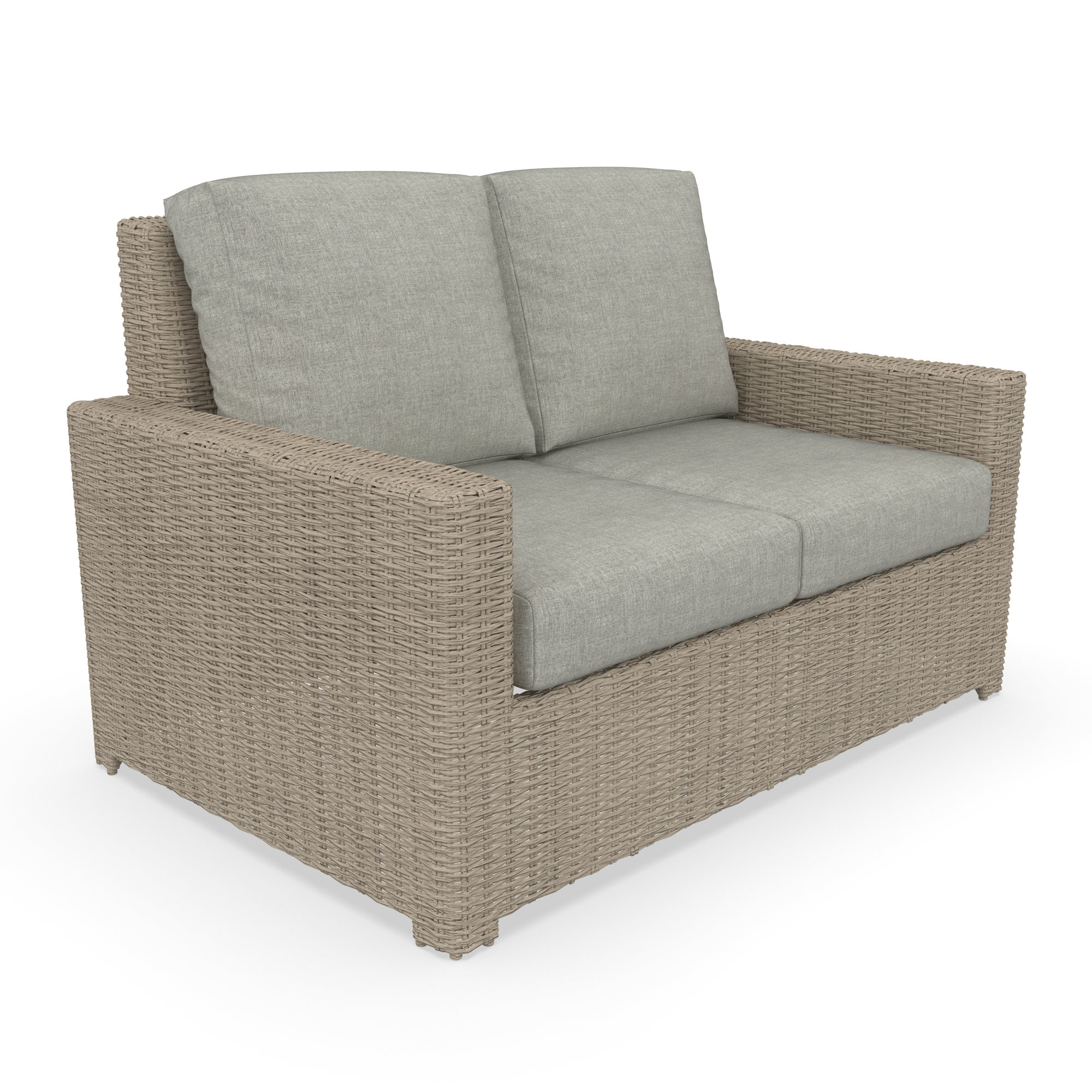 Outdoor Loveseat With Sunbrella Cushions, Canvas Granite