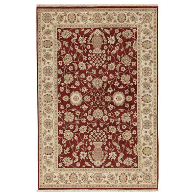 High-Quality Hand-Knotted Red And Beige Area Rug