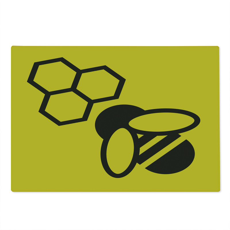 Ambesonne Honeycomb Cutting Board Large Size Hexagons with Bee Simple Yellow and Black