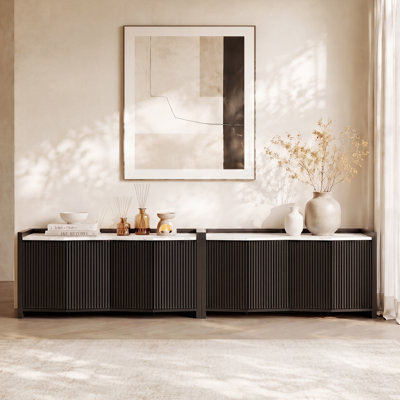 66 Inch Sideboard Buffet Cabinet with Storage, Set of 2, Ebony